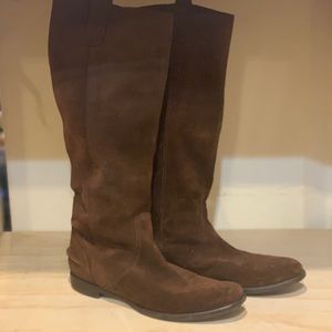 Madewell Pull on dark brown suede leather boots